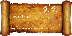 Fecz Irma névjegykártya